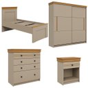 Ver imagem 2 de Conjunto Quarto de Solteiro Completo England em MDF Corda/Freijó