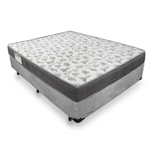 Cama Box Casal Suede + Colchão de Espuma D33 - Sereneprime - 138cm Cinza