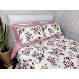 Cobre Leito Queen 3 Peças Manta Microfibra Zono Enxovais Buquê Rosado - 2