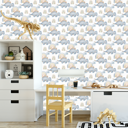 Papel de Parede Adesivo Dinossauro Baby Fundo Off White 15m - 4