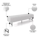 Ver imagem 3 de Puff Recamier Decorativo Pés em Ferro 140cm Dublin P02 Linho Cinza Claro - Mpozenato