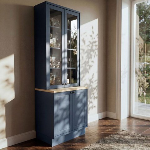 Cristaleira 80cm 100% MDF Sevilha com Tampo Azul/Órion/Carvalho Nature