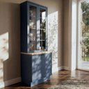 Ver imagem 1 de Cristaleira 80cm 100% MDF Sevilha com Tampo Azul/Órion/Carvalho Nature