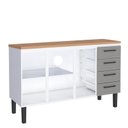 Ver imagem 2 de Balcão de Aço com Tampo Madeira 144x91x52cm 3 Portas 4 Gavetas Juno 150 Cozimax Cinza/jequitiba