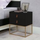 Ver imagem 1 de Mesa de Cabeceira Unic 45 Preto Base Metalica Dourada