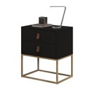 Ver imagem 3 de Mesa de Cabeceira Unic 45 Preto Base Metalica Dourada