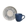 Jogo com 06 Xícaras e 06 Pires para Café Bio Stoneware Elemento Bege e Azul Marinho - 1