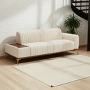 Ver imagem 2 de Sofá Molino 3 Lugares 180cm C/mesa Auxiliar Direito Pés Ouro.f Bouclé Off White - Nexta Casa