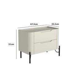 Mesa de Cabeceira 51cm com 2 Gavetas e Pés em Metal 100% MDF - 3