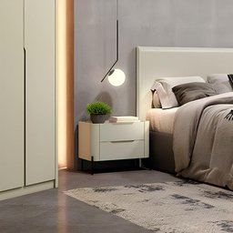 Mesa de Cabeceira 51cm com 2 Gavetas e Pés em Metal 100% MDF - 5