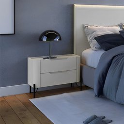 Mesa de Cabeceira 51cm com 2 Gavetas e Pés em Metal 100% MDF - 4