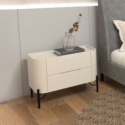 Mesa de Cabeceira 51cm com 2 Gavetas e Pés em Metal 100% MDF - 6