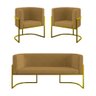 Kit 2 Poltronas + Sofá 2 Lugares Base de Metal Gold Balaqui - 1