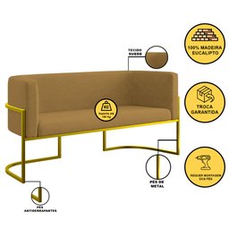 Kit 2 Poltronas + Sofá 2 Lugares Base de Metal Gold Balaqui - 3