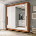 Ver imagem 1 de Roupeiro Valência 2 Portas Correr com Espelho 177x213cm Freijó/Branco 240853