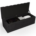 Ver imagem 6 de Calçadeira Recamier Baú para Cama de Casal King Dália 195x50 Cm W01 Linho Chumbo - Lyam Lyam Decor
