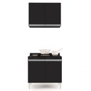 Ver imagem 2 de Armário Aéreo Califórnia e Balcão para Cooktop Flórida Preto - Lumil Móveis