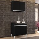 Ver imagem 3 de Armário Aéreo Califórnia e Balcão para Cooktop Flórida Preto - Lumil Móveis