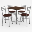 Ver imagem 1 de Conjunto Mesa Cinza 70x70cm Tampo Imbuia com 4 Cadeiras Epoxi