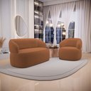 Ver mais imagens de Kit 02 Poltronas Giratória e 01 Sofá Orgânico Glee 03 Lugares 170cm Bouclê Terracota - Desk