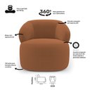 Ver imagem 4 de Kit 02 Poltronas Giratória e 01 Sofá Orgânico Glee 03 Lugares 170cm Bouclê Terracota - Desk