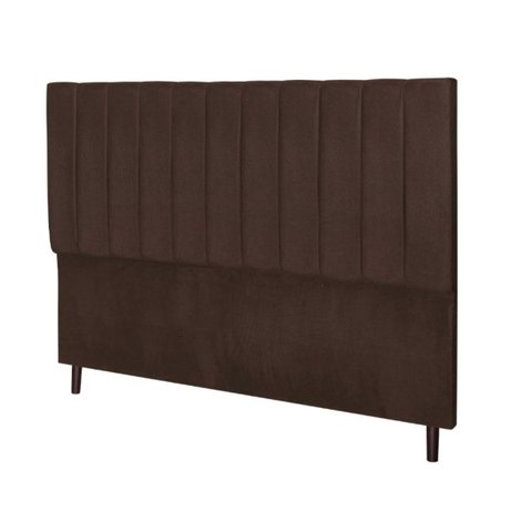 Cabeceira Estofada Cama Box Queen 160cm Chiara Suede Marrom