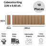 Cabeceira King Linho Marrom Placa Modulada Estofada Ripada Adesiva - 5