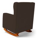 Ver imagem 3 de Poltrona Decorativa Sala de Estar Zoe com Base Balanço e Puff Suede Marrom - Abmaza