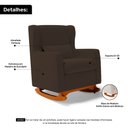 Ver imagem 5 de Poltrona Decorativa Sala de Estar Zoe com Base Balanço e Puff Suede Marrom - Abmaza