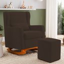 Ver imagem 1 de Poltrona Decorativa Sala de Estar Zoe com Base Balanço e Puff Suede Marrom - Abmaza
