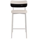 Ver imagem 3 de Banqueta Alta Bar Cozinha Sala de Jantar Aço Branco Kaira C01 Linho Palha Courino Preto - Lyam Decor