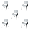 Ver imagem 2 de Kit 5 Cadeira ISO Tubo Oblongo Aço Industrial Empilhavel - Branco