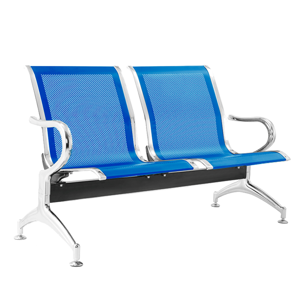 Cadeira Longarina sem Estofado Azul 2 Lugares - 1