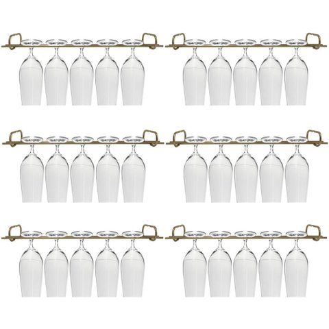 Conjunto 6 Organizadores Taças 42cm Pendurar Dourado