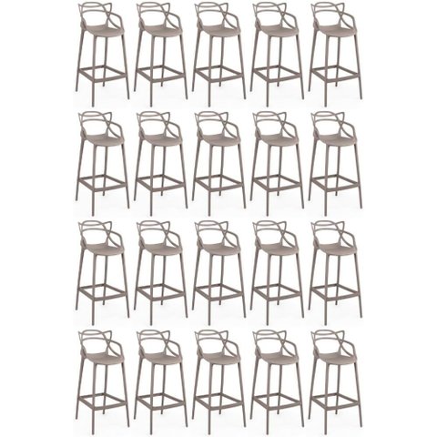 Kit 20 Banquetas Allegra com Encosto Design Cozinha/bancada - Fendi