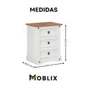 Ver imagem 4 de Mesa de Cabeceira Branco 3 Gavetas Madeira Maciça Branco