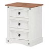 Mesa de Cabeceira Branco 3 Gavetas Madeira Maciça:branco - 1