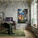 Ver imagem 1 de Quadro Decorativo Fadas Dançando na Floresta - 70x50cm:moldura Preta