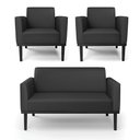 Ver imagem 1 de Sofá Namoradeira com 2 Poltronas Base de Madeira Fixa Preto Marisa Corino D03 - D\'rossi Cor Preto