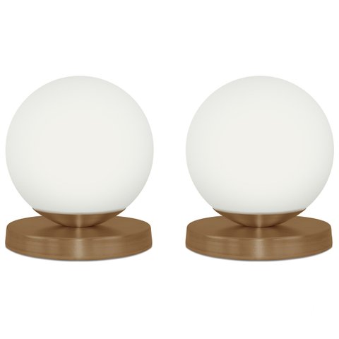 Kit 2 Luminárias de mesa Globo Orby Cobre Base Redonda