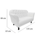 Ver imagem 6 de Kit Namoradeira + 1 Poltrona Decorativa Dália Couro Branco Pés Madeira Mz Decor