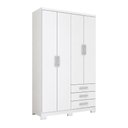 Ver imagem 2 de Guarda Roupa Solteiro Caju 4 Portas e 3 Gavetas Branco - Móveis Henn