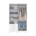 Ver imagem 4 de Guarda Roupa Solteiro Caju 4 Portas e 3 Gavetas Branco - Móveis Henn
