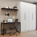 Ver imagem 1 de Conjunto Home Office 2 Armários Neo 1 Escrivaninha 2 Prateleiras Branco/Nero Madesa