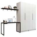 Ver imagem 2 de Conjunto Home Office 2 Armários Neo 1 Escrivaninha 2 Prateleiras Branco/Nero Madesa