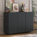 Ver imagem 3 de Aparador Buffet 3 Portas com Pés Quadrados Veneza Multimóveis V1010 Preto