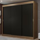 Ver imagem 1 de Guarda-Roupa Casal Madesa Kansas 3 Portas de Correr 3 Gavetas Rustic/Preto Cor:Rustic/Preto