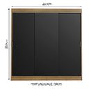 Ver imagem 3 de Guarda-Roupa Casal Madesa Kansas 3 Portas de Correr 3 Gavetas Rustic/Preto Cor:Rustic/Preto