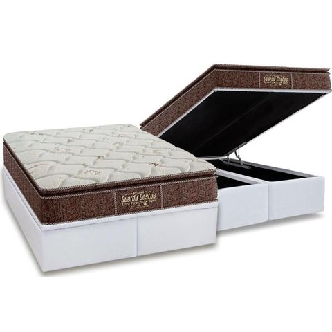 Cama Box Baú King: Colchão Ortopédico Probel Guarda Costas Extra Firme + Base CRC Courano White(193x