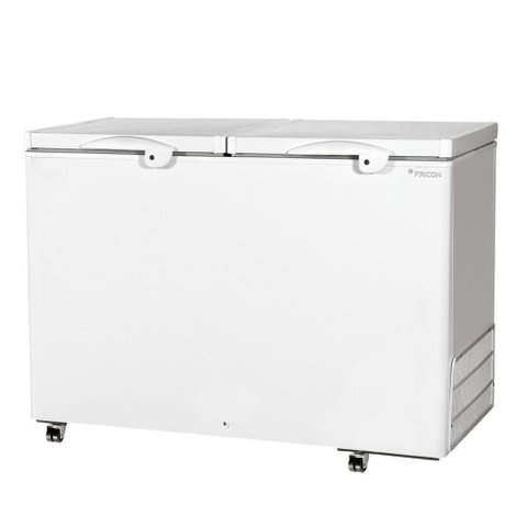 Freezer Conservador Horizontal Fricon 411 Litros Dupla Ação 2 Tampas de Chapa Branco Hced 411c